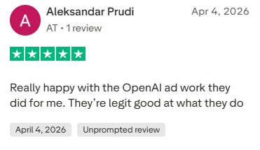 Five-star Trustpilot review from Aleksandar Prudi.